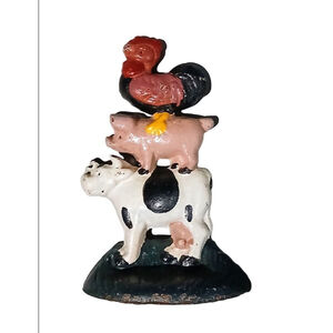 Vintage Unbranded Farm Animal Stacked Decor One Size White Black